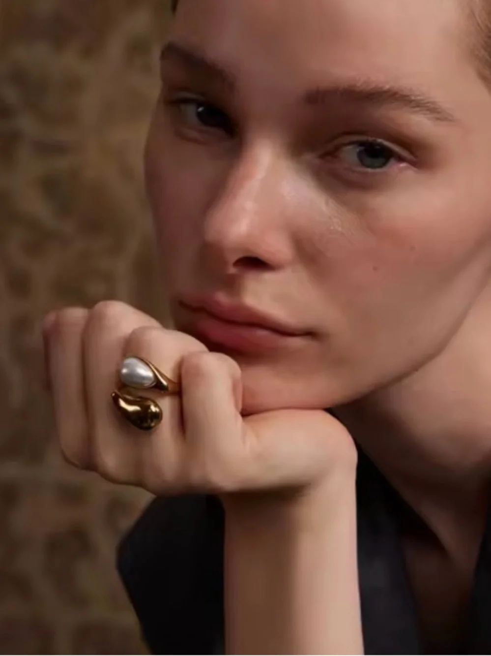 Hypoallergenic Waterproof Gold Pearl Statement Ring